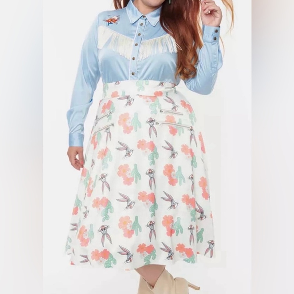 NWT Unique Village Looney Tunes Bugs Bunny midi full skirt size 4X